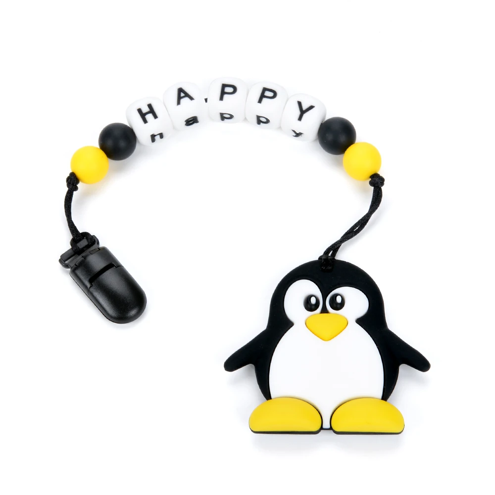 Силиконовые Пингвин прорезыватель, Детское Зубное кольцо, зажим Пингвин грызунок Рюкзаки-кенгуру Еда Класс ювелирные изделия Прорезыватели для зубов