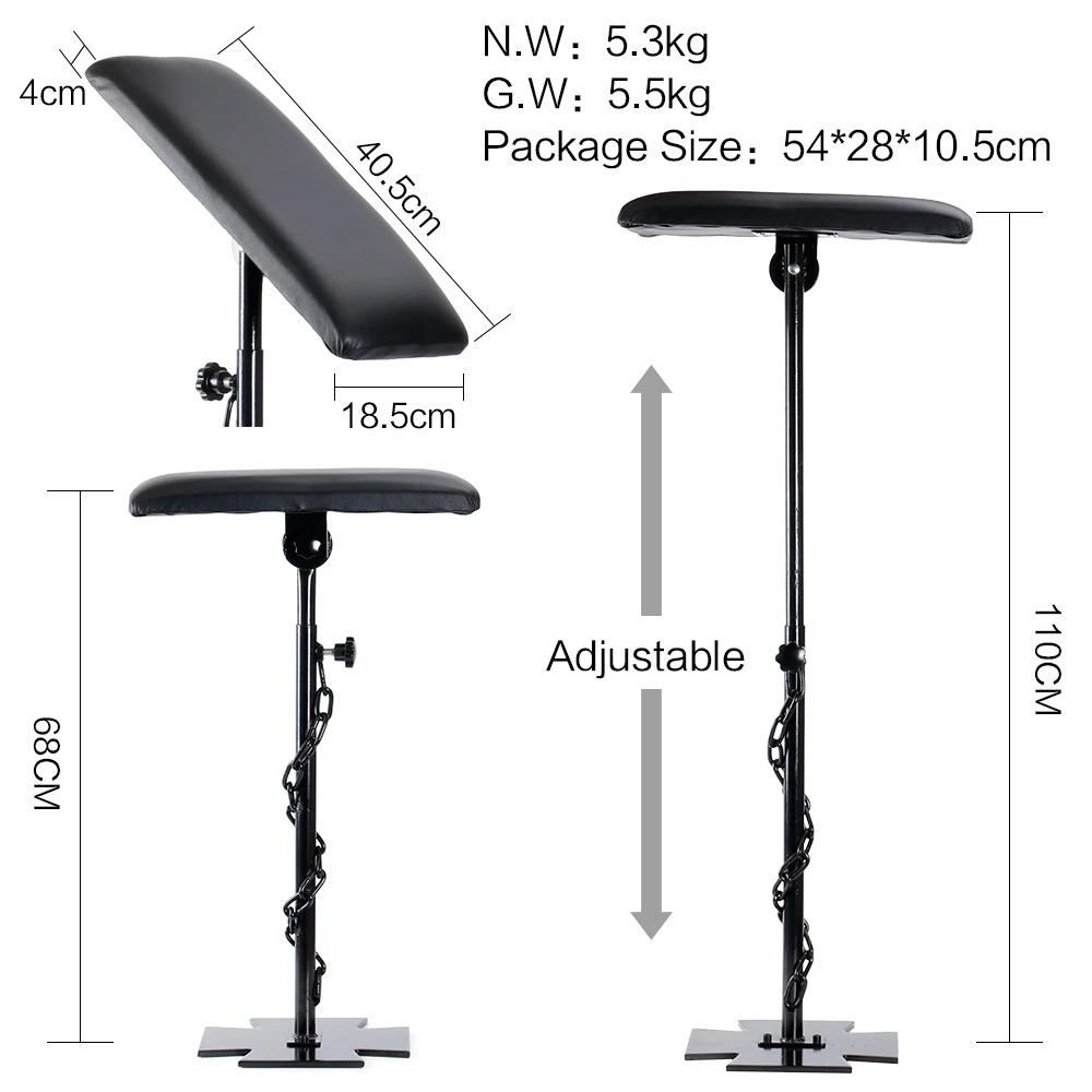 1 шт., новинка, черная татуировка, подставка для рук, ног, тату, сверхмощный, железный, полностью регулируемый подлокотник, поставка, профессиональные аксессуары для тату