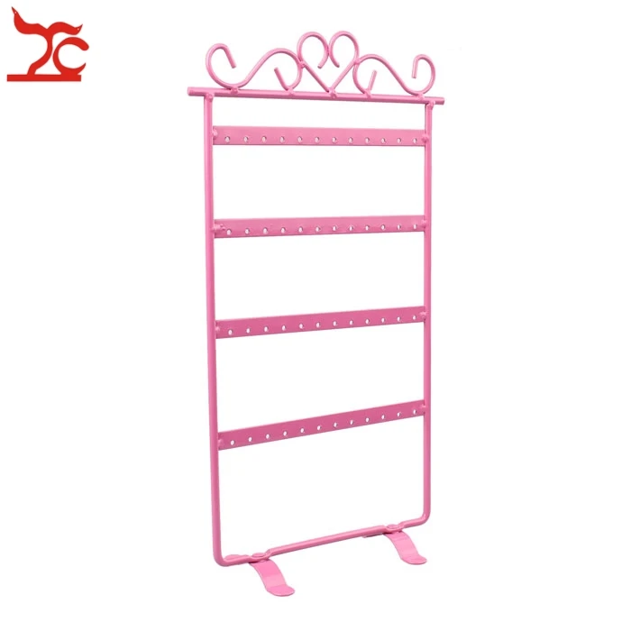 Fine Metal 48 Holes 24Pair Earrings Display Stand Wall Frame Holder Iron Painted 4 Layer Jewelry Sh