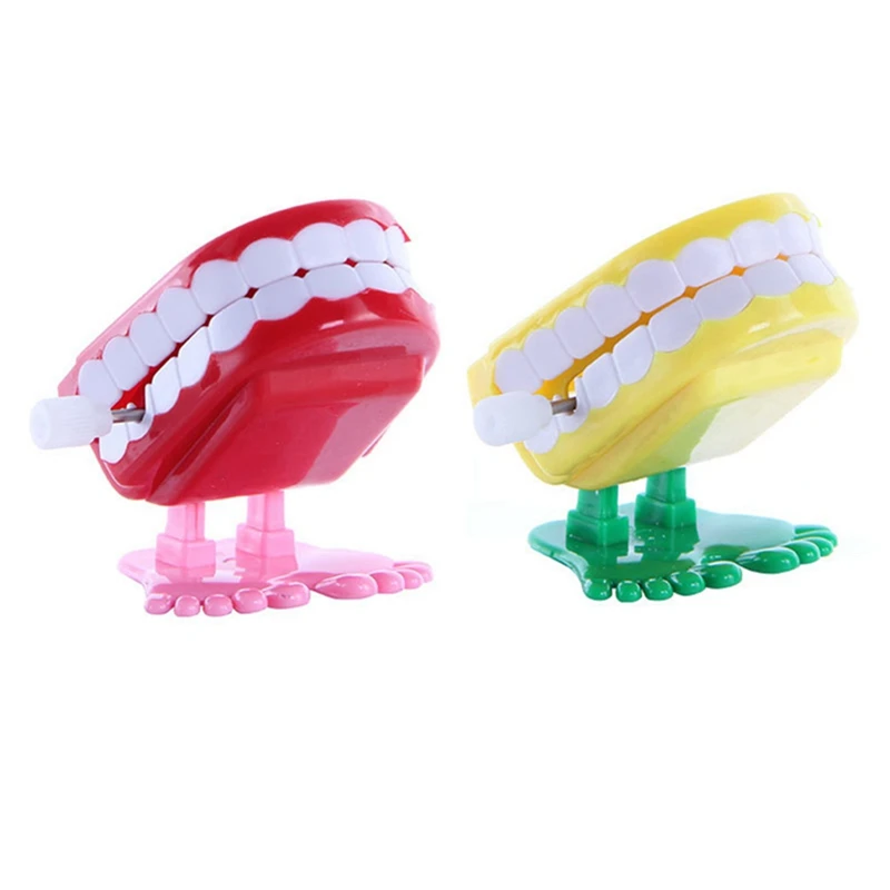 1pc Clockwork Wind Up Toy Walking Teeth toys Denture Chattering Funny Teeth Rose Vintage Educational Toys for Children gifts