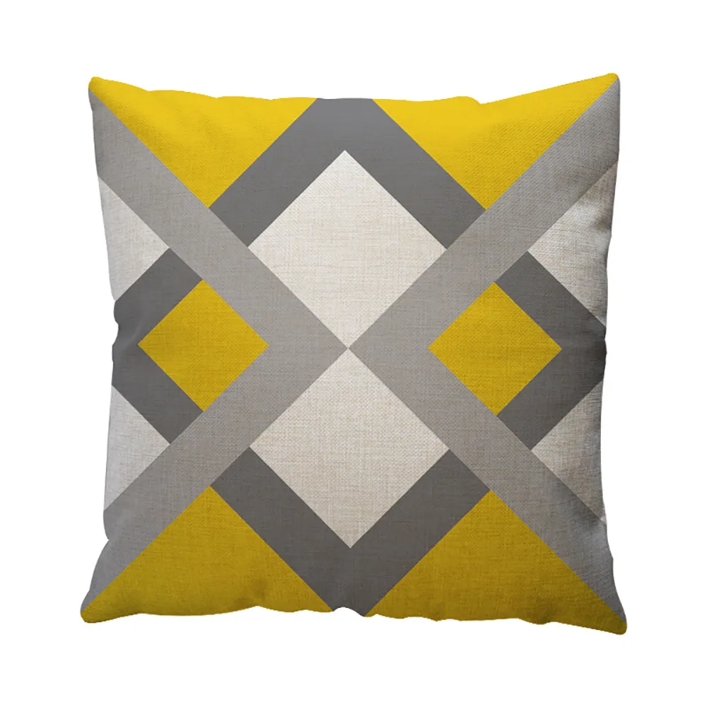 Желтый серый геометрический чехол для подушки домашний декор хлопок наволочка для дивана 45*45 см декоративные подушки Чехол Funda De Almohadas - Цвет: G