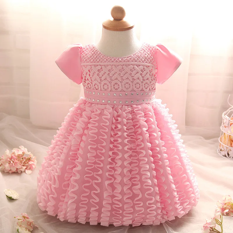 

Newborn Baby Girl 1 Year Birthday Dress Petals Tulle Toddler Girl Christening Dress Infant Princess Party Dresses For Girls