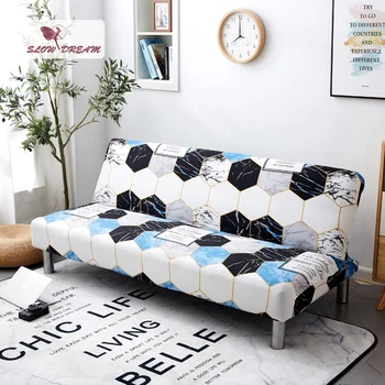 

Slowdream Removable Sofa Bed Cover Nordic Folding Cover Without Armrest Double Three Seat Stretch Elastic Band Decor Couch Cover