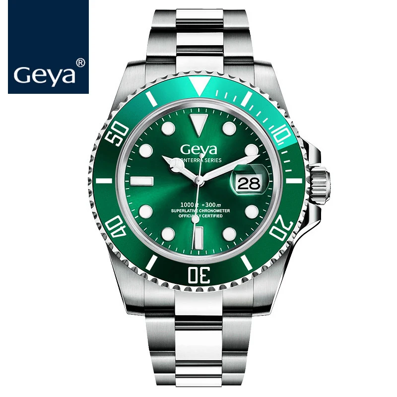 Geya Miyota мужские часы Submariner Diver RLX люксовый бренд Мужские часы зеленый светящийся сапфир автоматические механические наручные часы