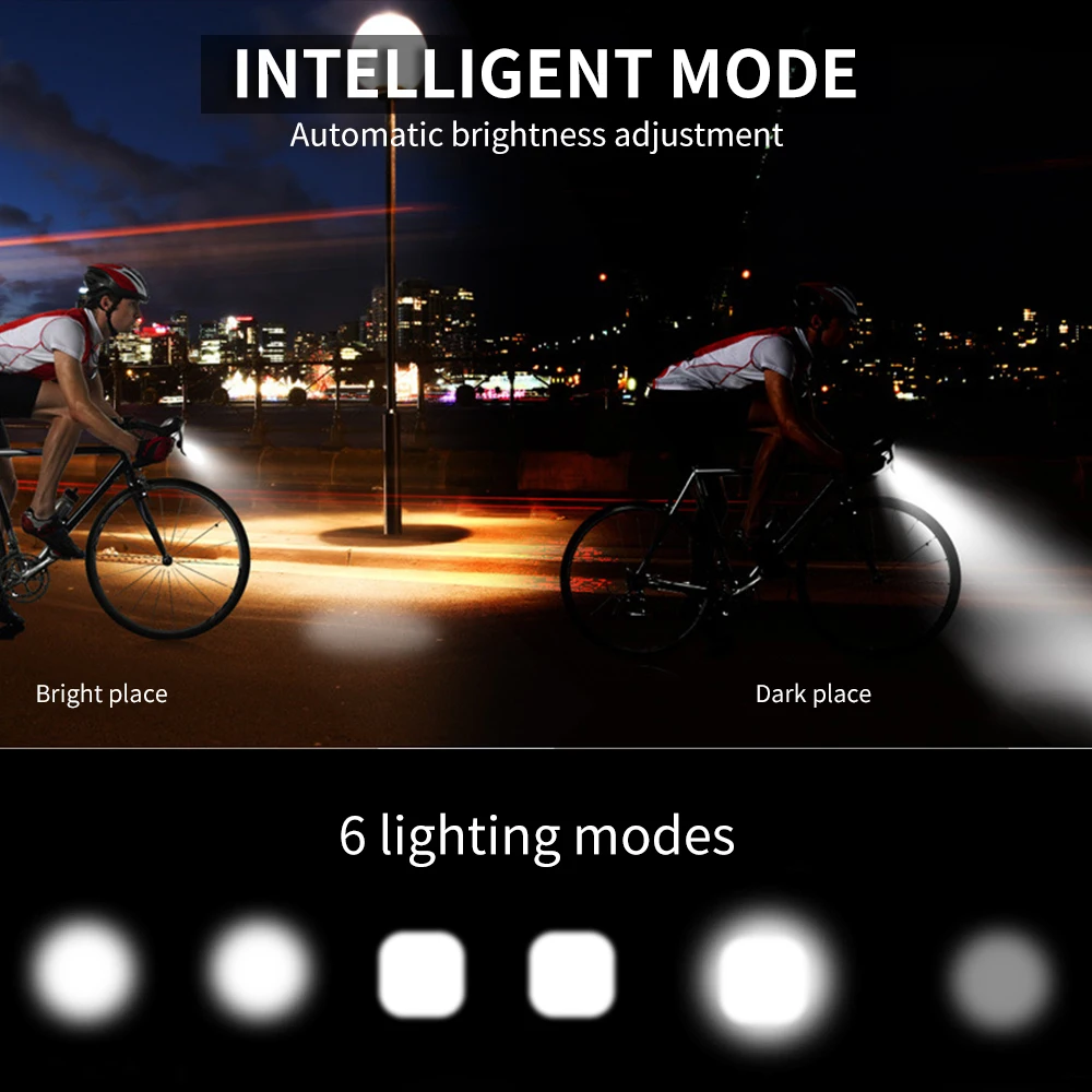 4000 мА/ч индукционный велосипедный передний светильник, перезаряжаемый через USB, умный головной светильник с рогом, 800 люмен, светодиодный велосипедный фонарь, велосипедный мигающий светильник