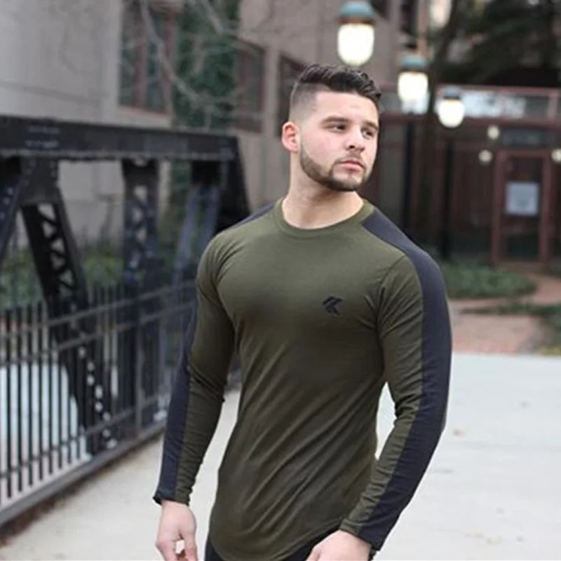 Мода 2018 г. для мужчин футболка Slim Fit Custom Crease Дизайн Длинные стильные роскошные