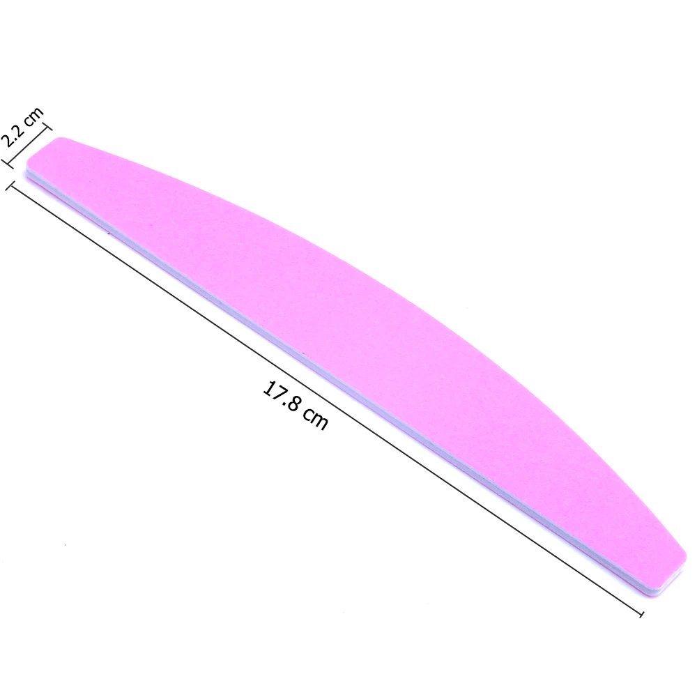 5 шт./лот, розовый полумесяц, дизайн ногтей, File200/240, профессиональная наждачная бумага, зернистость, буферная полировка, пилки для маникюра