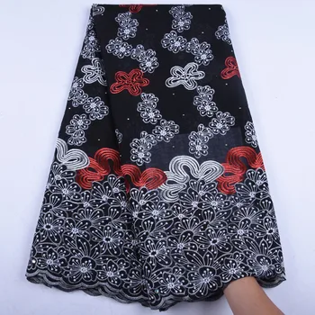 

African Dry Lace Fabric Swiss Voile With Stones Swiss Cotton Lace High Quality 2019 Black Lace Fabrics For Wedding1560B