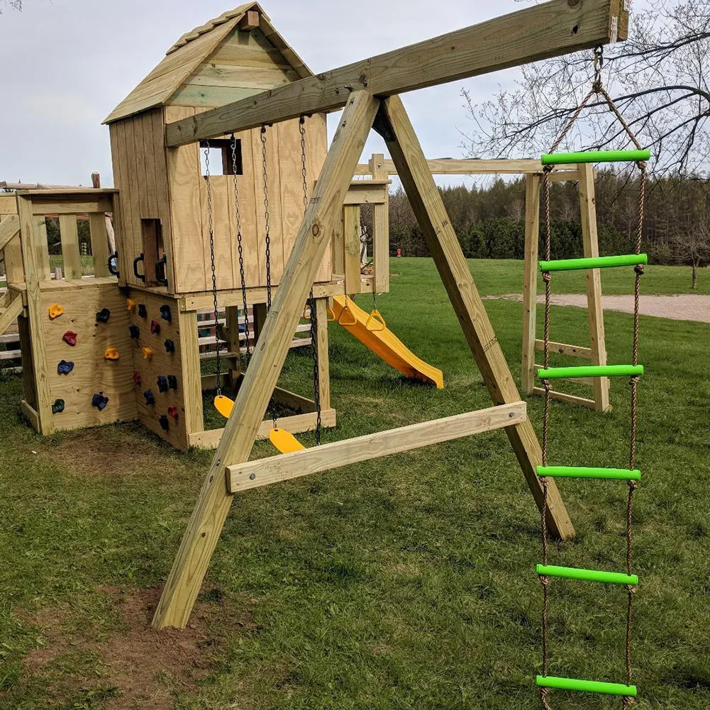Set Wooden and Rope Garden Swing /& Rope Ladder Toy Child Outdoor Safety Play
