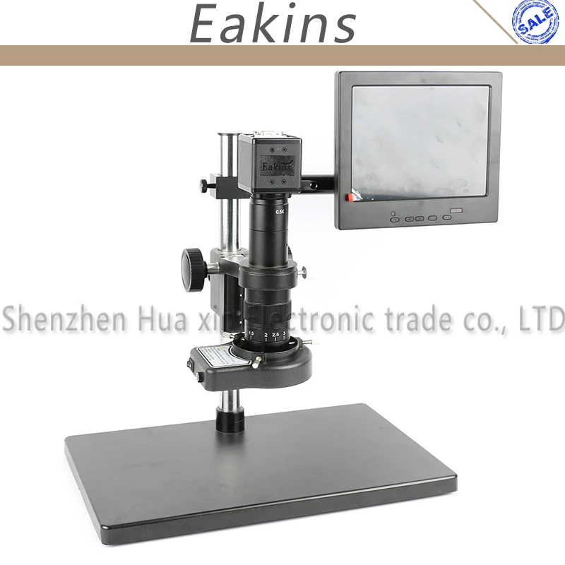 

2.0MP HD VGA USB Microscope Video Camera for Industry Lab VGA USB+180X/300X C-mount Lens+144 LED Ring Light+Big Stand+8" LCD