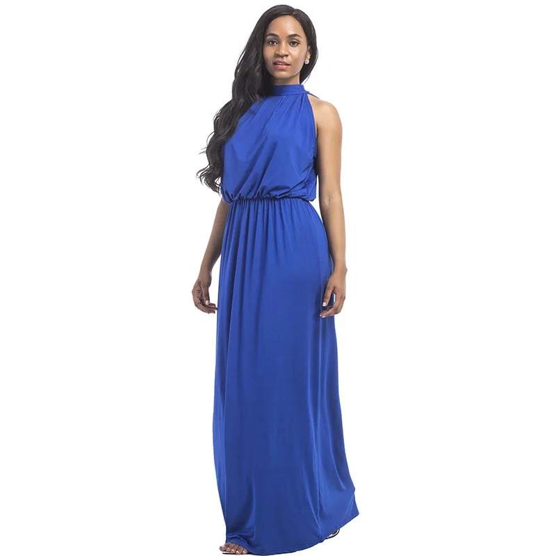 Kostlich Loose Casual Plus Size Ladies Dreses Elastic Waist Back Bow Tie Sexy Women Long Dress O-Neck Sleeveless Summer Dress (15)
