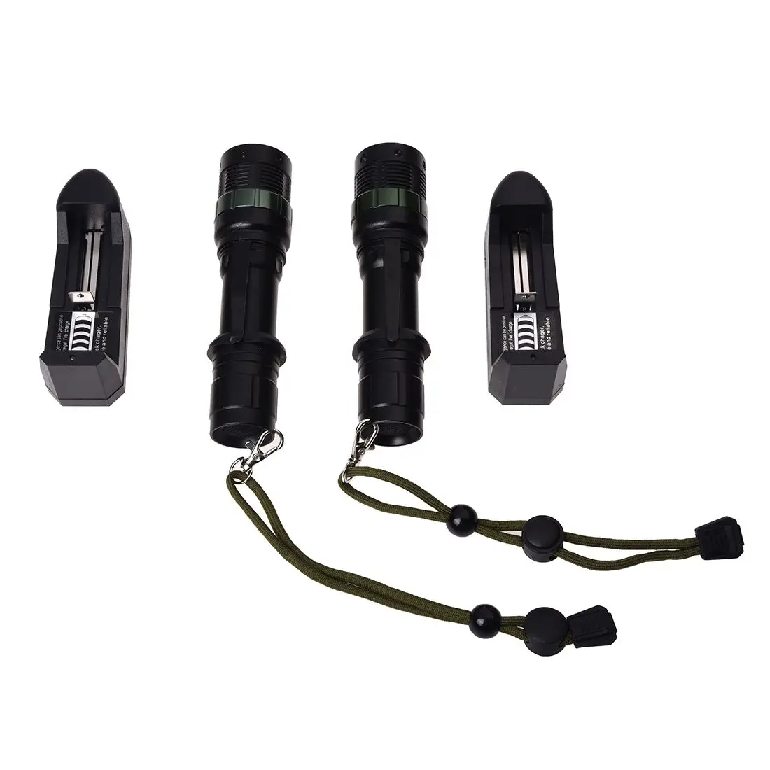 

2 packs Zoomable XML T6 LED Flashlight Torch Zoom Lamp Light +Charger for Hunting Cycling Climbing Camping and Outdoor Activit