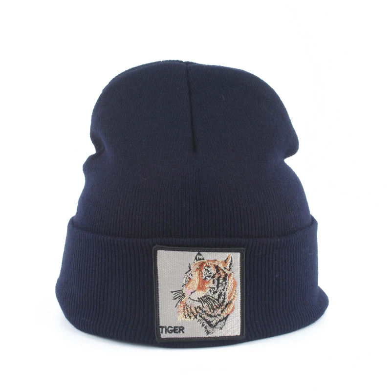 

Animal Beanies Tiger Embroidery Winter Hats For Men Womens Warm Knitted Hat gorra Hip hop Beanie Ski Cap