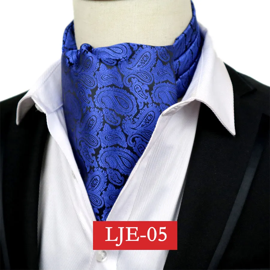 YISHLINE Мужской Шелковый шейный платок Галстук Пейсли Цветочный формальный галстук аскотские Галстуки Scrunch самостоятельно британский джентльмен галстук Свадебная вечеринка - Цвет: LJE-5