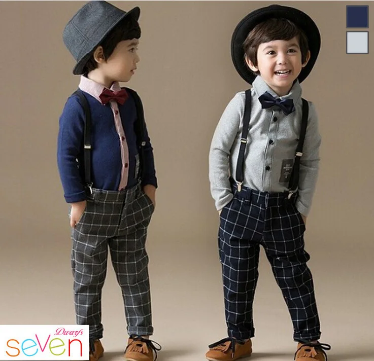 OLEKID/ весенний комплект одежды для мальчиков, брендовая рубашка+ галстук+ клетчатый комбинезон, комплекты одежды из 3 предметов для маленьких мальчиков, От 2 до 7 лет школьная форма для детей