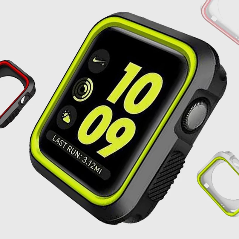 Модный Двухцветный Мягкий силиконовый чехол Бампер для Apple Watch iWatch Series1 2 3 4 крышка