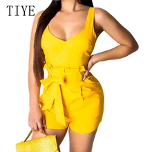 TIYE Sexy Spaghetti Strap Sleeveless Summer Rompers Playsuits Elegant Bow Belt Bodycon Bandage Jumpsuits Women Casual Overalls TIYE Sexy Spaghetti Strap Sleeveless Summer Rompers Playsuits Elegant Bow Belt Bodycon Bandage Jumpsuits Women Casual Overalls