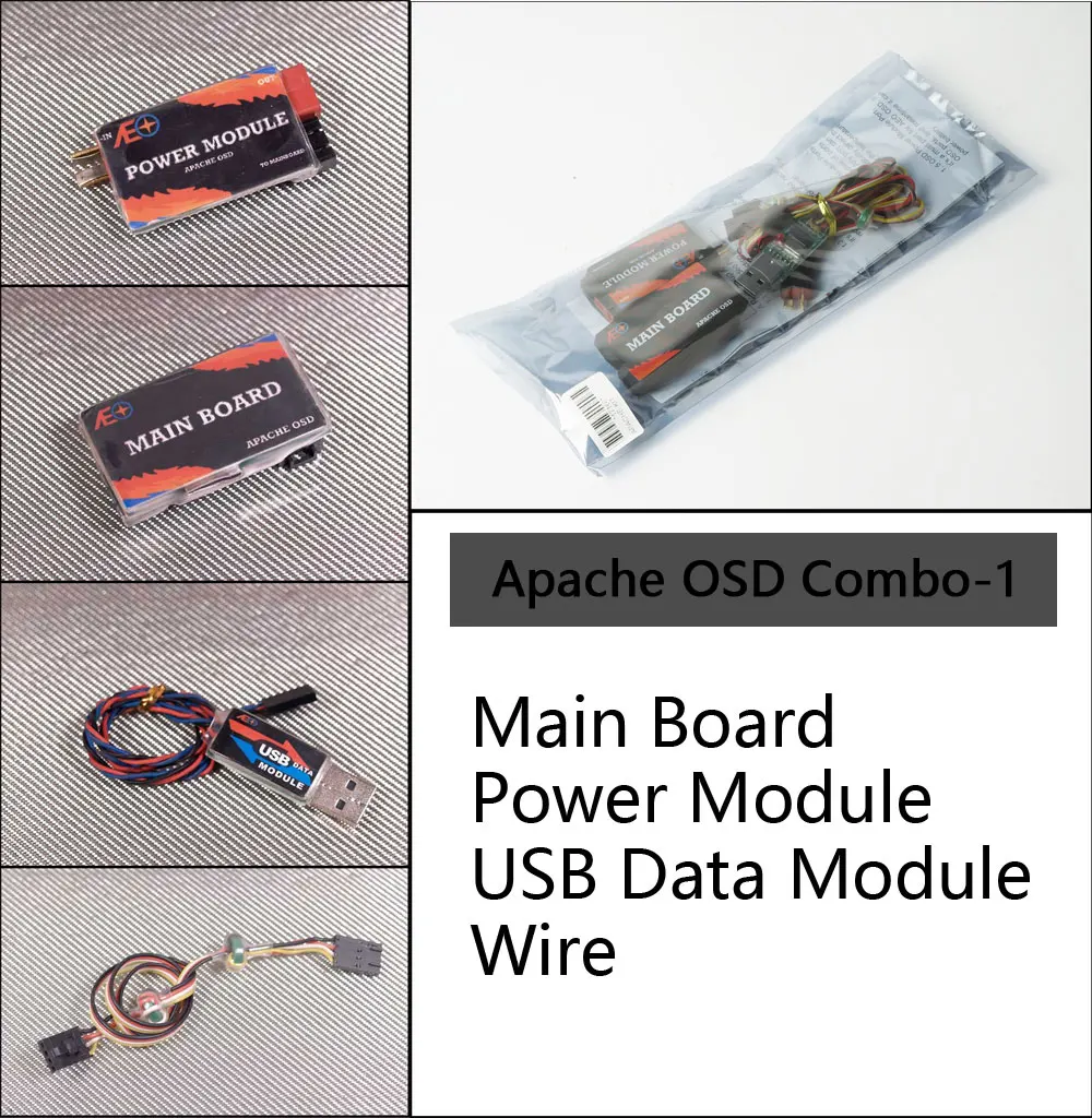 US $9.9 |AEORC Apache OSD system Main Board, Power Module, USB Module and connecting wires for RC Airplanes FPV system|Parts & Accessories|   - AliExpress