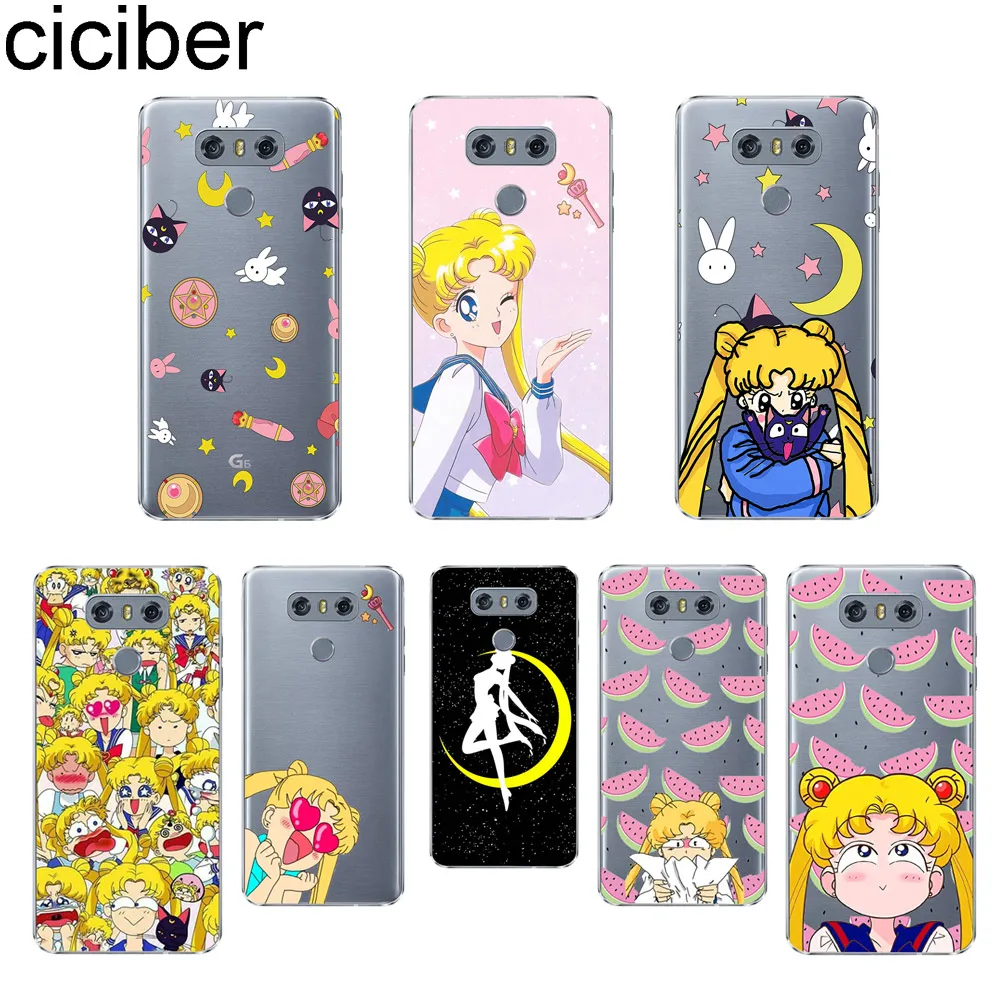 

ciciber Sailor Moon Phone Case for LG G6 G7 G5 G4 V30 V35 V40 V20 THINQ Soft TPU Cover for LG K10 K8 K7 K4 2017 2018 K9 K11 +
