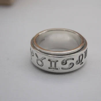 

New Sterling Silver S925 Ring For Women Men Ring Female Chinese Traditional Letter Ring 10mmW 2018 US 7-12 Fashion Hot