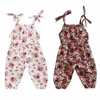 

US STOCK Newborn Baby Kids Girl Infant Floral Romper Jumpsuit Summer Halter Clothes Outfit Set One-Pieces Rompers Trousers