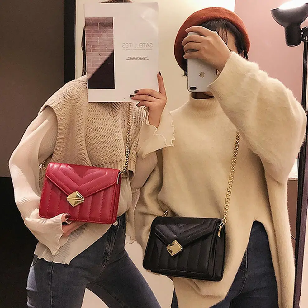 

Luxury Handbag 2019 Fashion New Ladies Square bag High Quality PU Leather Women's Designer Handbag Chain Shoulder Messenger bags