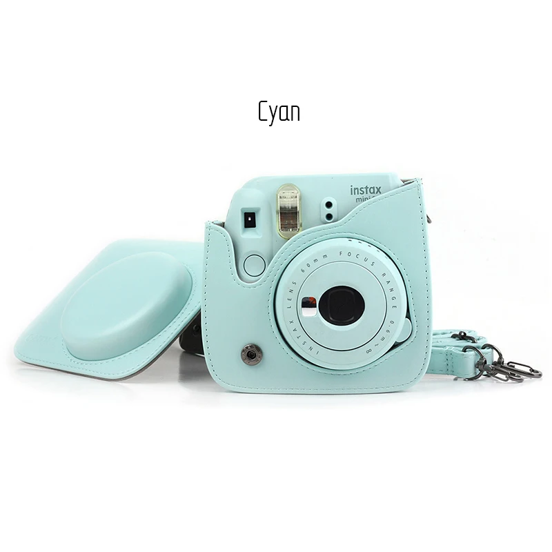 PU мгновенный чехол для камеры с ремешком для Fujifilm Instax Mini 8/Mini 9/8+ розовый/синий/белый/зеленый чехол для камеры - Цвет: Cyan