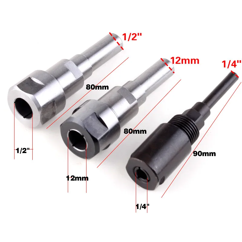1 шт. 1/4 "8 мм 12 мм 1/2" хвостовиком Фрезы расширение цанговый гравировки расширение стержня для фрезерный станок Деревообрабатывающие