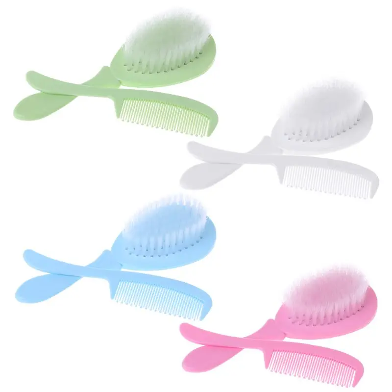 

1 Set Baby Comb Brush Nursing Supplies Bathing Washing Hair Soft Bristle Round Tip Safe Head Massage Professional Grooming Newbo