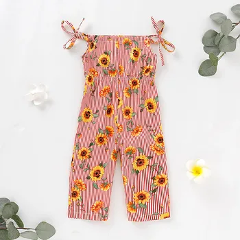 

Baby Girl Jumpsuit Sleeveless Summer Toddler Sunflower Striped Print Romper Baby Onesies Newborn Little Girls Rompers