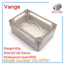 Рекламные Пакеты Литой инъекций IP65 водонепроницаемый АБС-пластик коробки с 4 шт PG9 водонепроницаемый разъем 83*58*33 мм