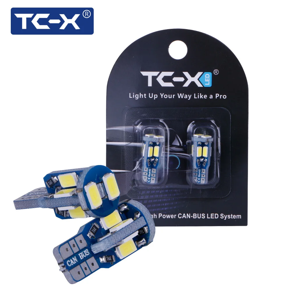 TC-X 2 шт/1пара t10 w5w светодиодные лампы в габариты в подсветку салона Т10 w5w led 12В свет чистый белый