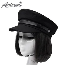 [AETRENDS] Черные шапки в стиле милитари, модные шапки для женщин, плоские шапки, армейские шляпы в стиле милитари, Z-6704