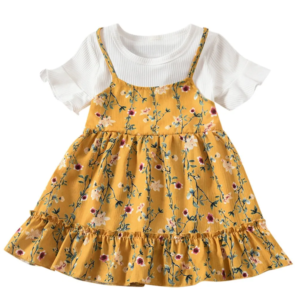 

SAGACE dress for girls Summer Floral Print Princess Dress For Girls Dresses in Kids Summer flower girl dresses for Party