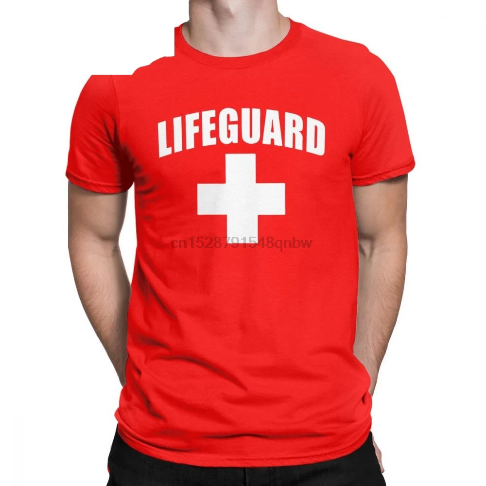 

Funny Lifeguard T-Shirts Men Round Collar Cotton T Shirt Red Lifeguarding Unisex Uniform Tees Gift Tops Plus Size 4XL 5XL 6XL