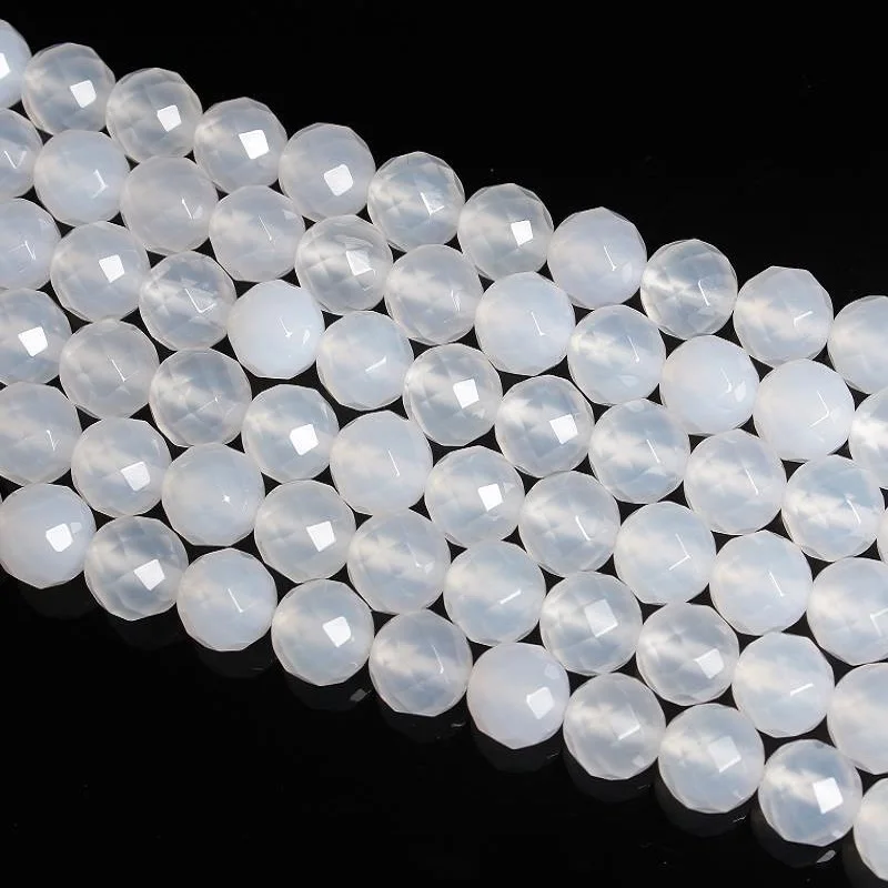 

Baihande Natural White 64 Facet Agate Onyx Stone 4 6 8 10mm A Class Round Gemstone Loose Beads For Necklace Bracelet DIY Jewelry