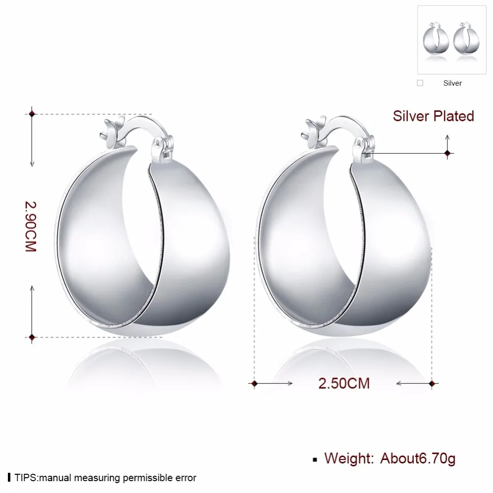 CHUKUI Silver Thcik Hoop Earrings Wide Circle Statement Hoop Earings Plata De Dey For Woman Party Alloy Loop  (5)