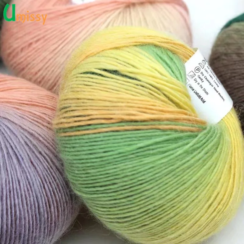 

6pcs Fancy Rainbow Yarn fo Knitting Chunky Hand-Woven Colorful Knitting Scores 100% Wool Yarn Crochet Thread 300g
