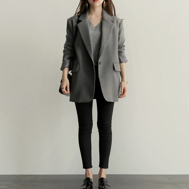 

2019 spring new Korean version of the leisure suit simple loose thin wild female suit jacket