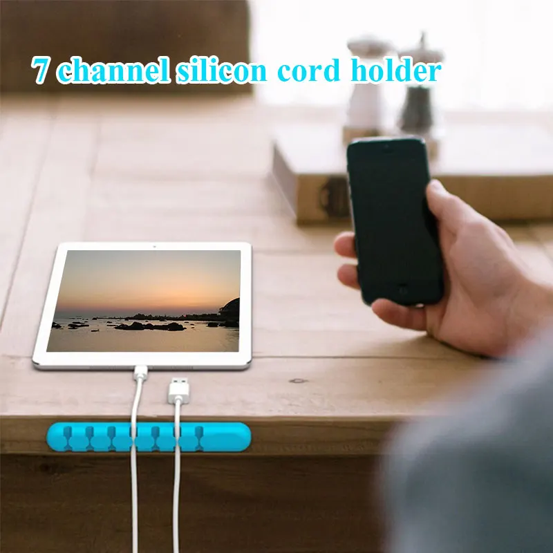 

Silicone Cable Winder Mouse Cord Desktop Power Line 7-Channel Wire Organizer Car Protector USB Lead Home Audio Cables