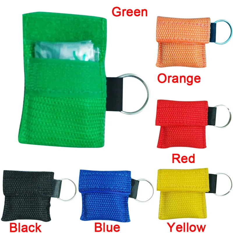 4 Colors CPR Resuscitator Mask Keychain Emergency Face Shield First Aid