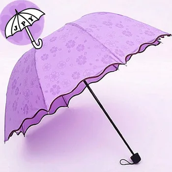 

Woman Rain Umbrella Magic Flowers Dome Parasol Sun/Rain Folding Prain Woman Transparent Umbrella Parapluie Brass Knuckl