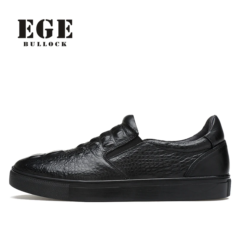 

EGE Brand Men Moccasins Fashion crocodile Genuine Leather Male Flats Casual Breathable Loafers Leisure Driving Shoes for Men