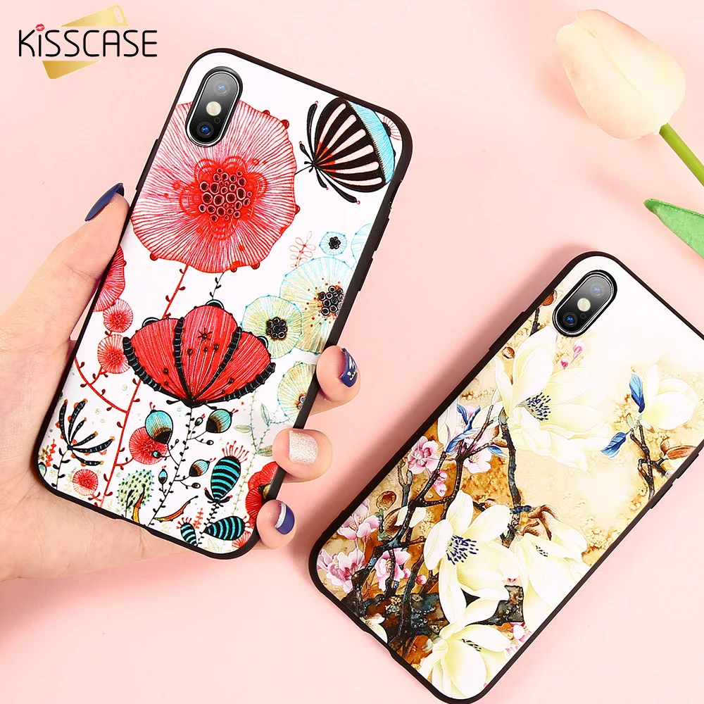 Чехол KISSCASE с тиснением для IPhone X XR XS XSMAX 7 8 6S мягкий TPU чехол iPhone Plus 6 MAX |