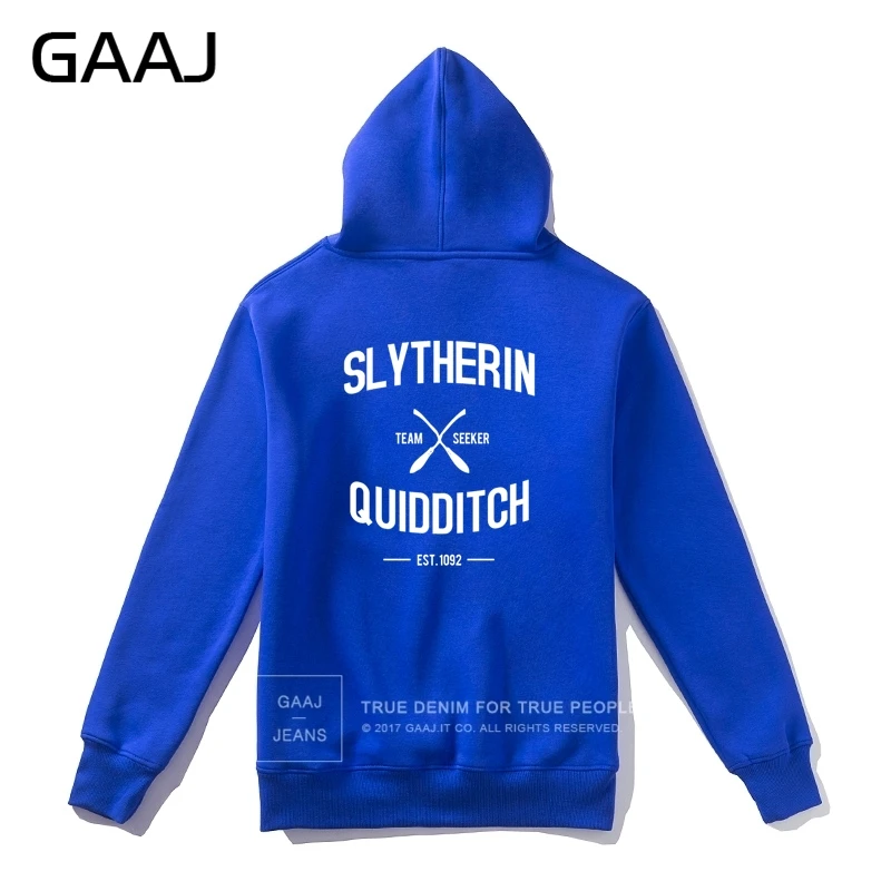 GAAJ "Slytherin Quidditch Team" с принтом букв, мужская толстовка с капюшоном, Женская Повседневная Уличная одежда, толстовки, пальто, повседневная мужская куртка, новая куртка - Цвет: Blue With Zipper