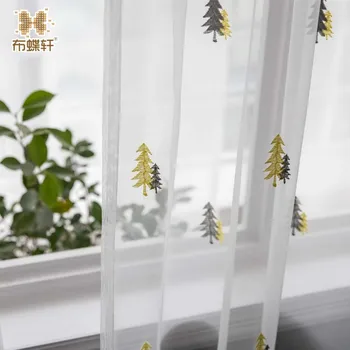 

2019 New Arrival Modern Simple Style Multicolor White Embroidered Tulle Curtains for Living Room Voile Solid Sheer