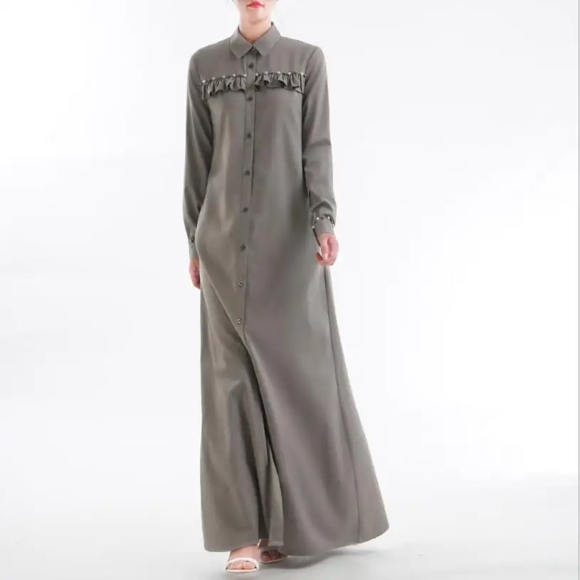 Muslim adult beading with ruffles abaya Arab muslim Dress Musical Robe prayer single breasted wq260 dropship | Тематическая одежда