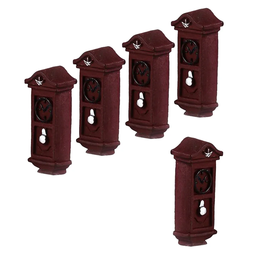 5 Pieces Resin Wall Clock Toy Wag-on-the-wall Furniture Miniature for Home Office Micro Landscape Decoration