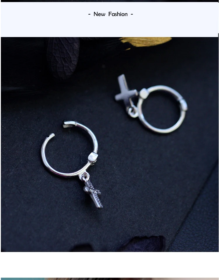 New Fashion Small Cross Hoop Earrings for Women Exquisited 925 Sterling Silver Ear Piercing Huggie Earring Pendientes Aro Plata (3)