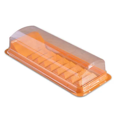 100 набор прозрачный трапециевидный пластиковый Швейцарский закручиватель для рулета коробка контейнер для выпечки Упаковка пакет для хлеба торт коробки для печенья - Цвет: orange